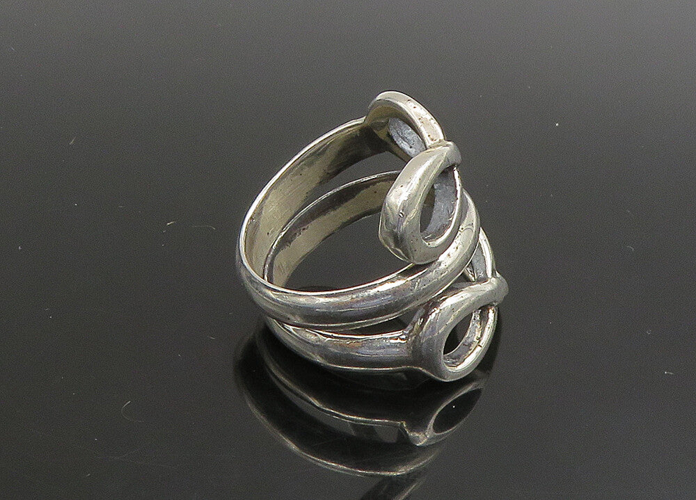 925 Sterling Silver   Vintage Shiny Infinity Bypass Band Ring Sz 8.5  RG23404
