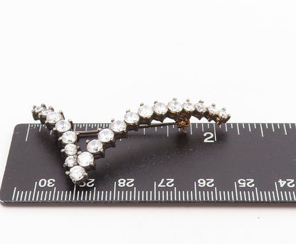 925 Sterling Silver Vintage Brooch Round CZ Letter V Initial Monogram  BP12023