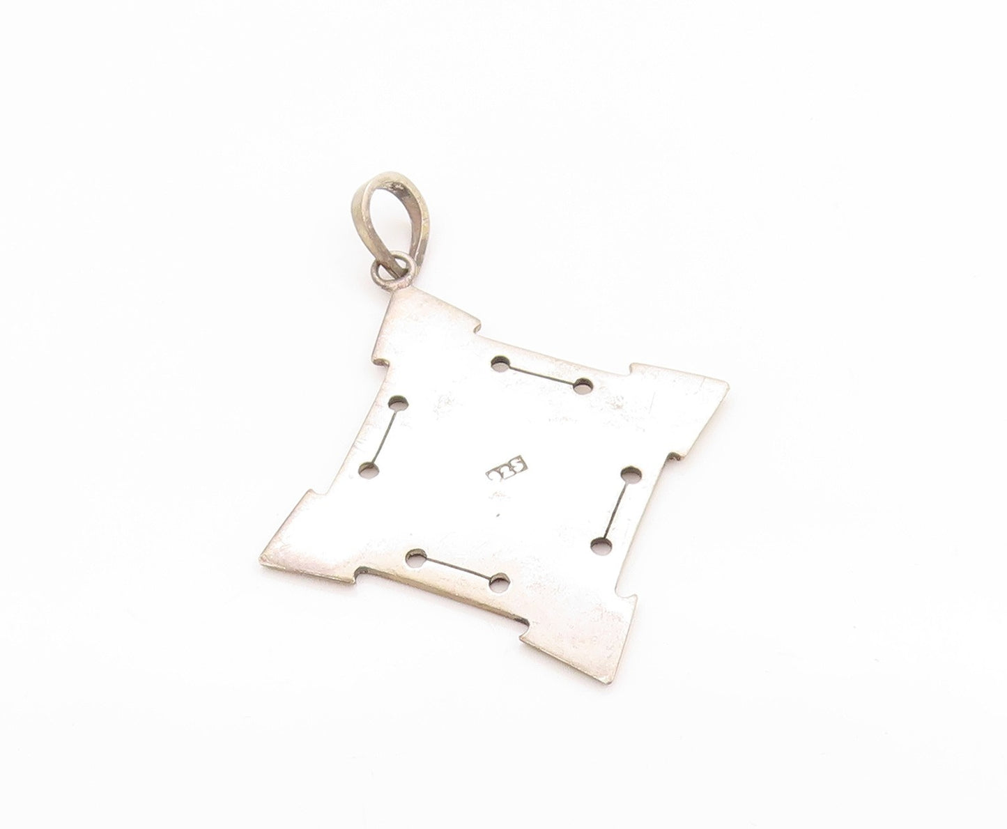 925 Sterling Silver Vintage Pendant Geometric Directional Tribal Compass PT24827