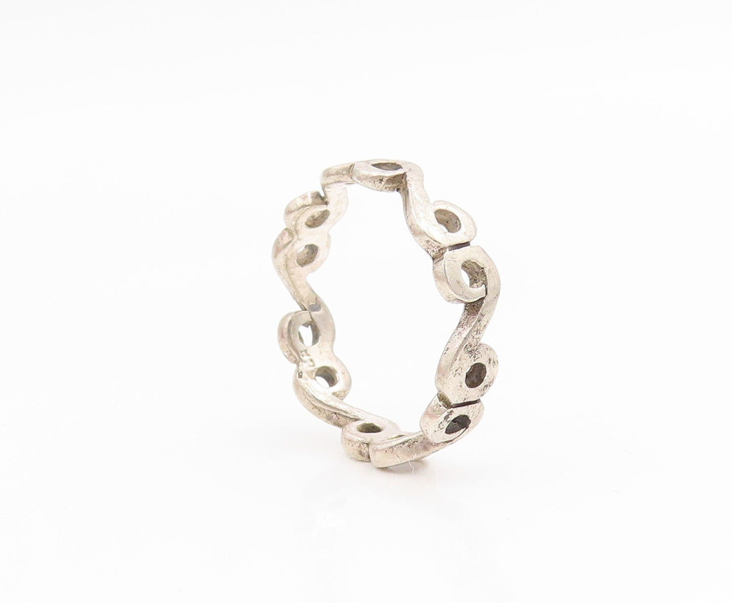 925 Sterling Silver Vintage Ring Minimalist Swirly Cutout Band  Sz 8  RG35162