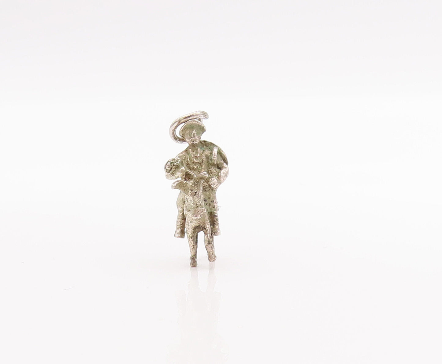925 Sterling Silver Vintage Pendant Mini Soldier On Horse Carved Charm  PT22908
