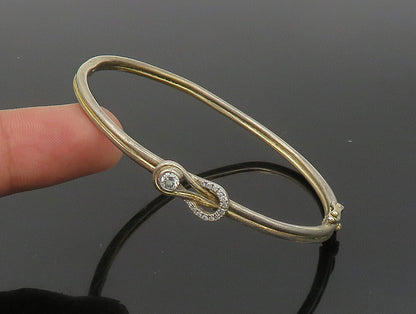 925 Sterling Silver  Vintage Cubic Zirconia Accent Thin Bangle Bracelet BT1338