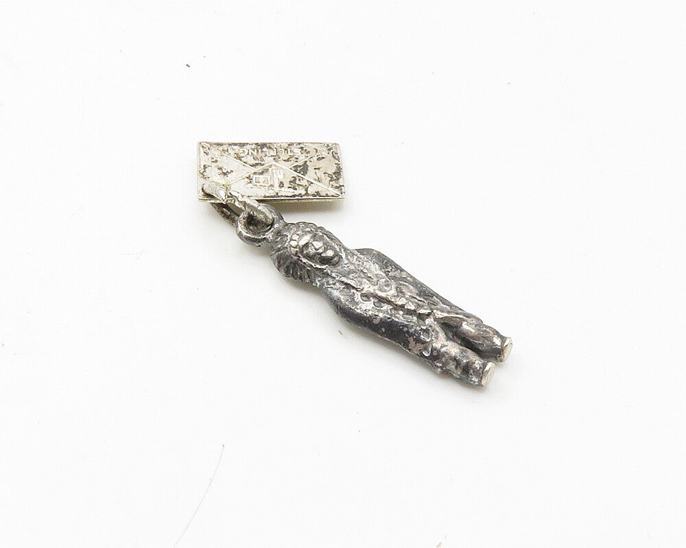 925 Sterling Silver  Vintage Native Chief Grand Canyon Tag Pendant  PT13498