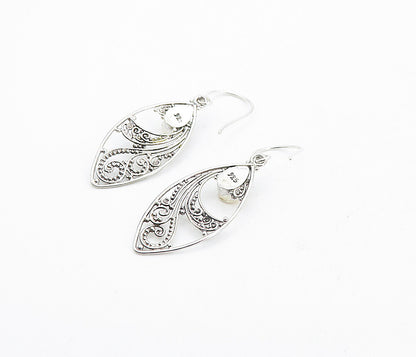 925 Sterling Silver & 18K GOLD  Vintage Two Tone Swirl Drop Earrings  EG3333