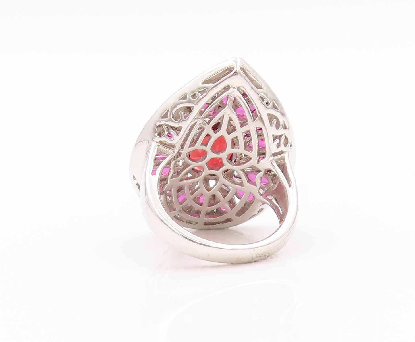 925 Sterling Silver Vintage Ring Diamonds  Amethyst & Garnet  Sz 5  RG32440