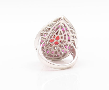 925 Sterling Silver Vintage Ring Diamonds  Amethyst & Garnet  Sz 5  RG32440