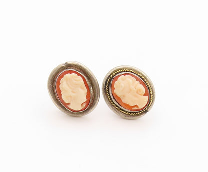 925 Sterling Silver Vintage Earrings Minimalist Mini Cameo Studs  EG13555