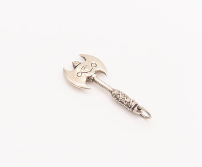925 Sterling Silver Vintage Pendant Solid Carved Axe Warrior Pendent  PT23280
