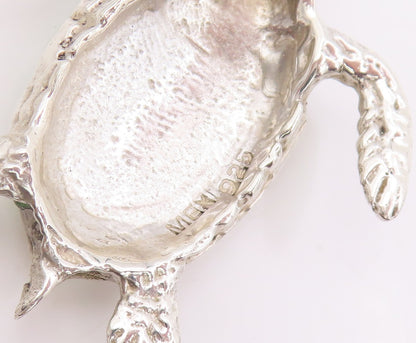 925 Sterling Silver Vintage Pendant Fire Opal Inlay Classic Turtle Charm PT26031