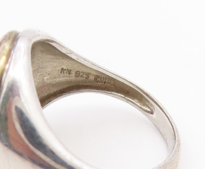 14k Gold & 925 Sterling Silver Vintage Ring Classic Pearl Band  Sz 8  RG36922