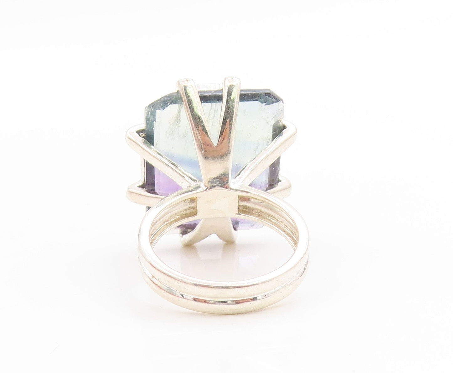 925 Sterling Silver Vintage Ring Large Mystic Topaz & CZ Band  Sz 7  RG34129