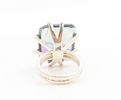 925 Sterling Silver Vintage Ring Large Mystic Topaz & CZ Band  Sz 7  RG34129