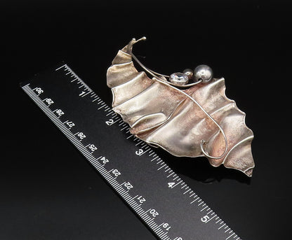 AVI SOFFER ISRAEL 925 Silver  Vintage Large Cubic Zirconia Brooch Pin  BP10030