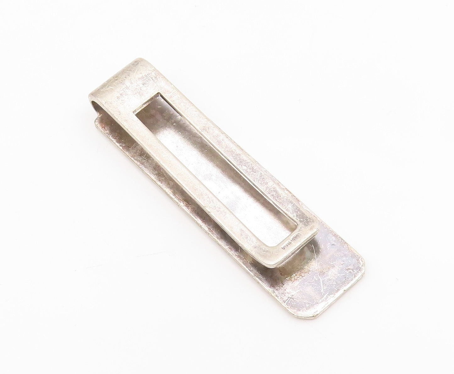 925 Sterling Silver Vintage Money Clip Solid Designer Brick Wall Carved  TR3874