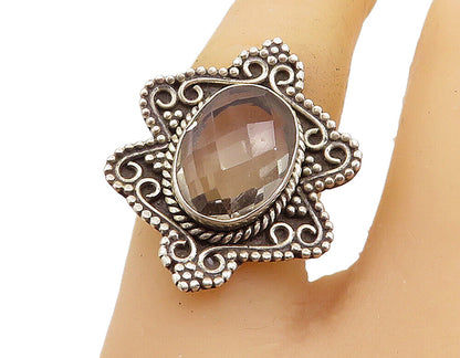 925 Sterling Silver  Vintage Topaz Swirl Border Cocktail Ring Sz 7.5  RG7853