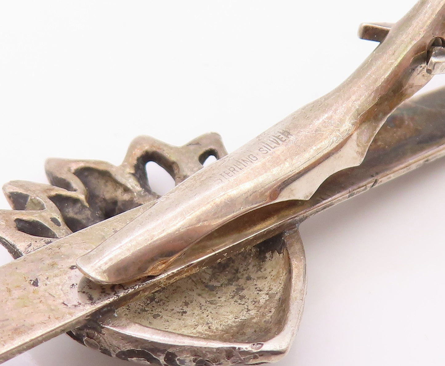 925 Silver  Vintage Etched Pattern Dotted Fire Love Heart Tie Clip  TR3349