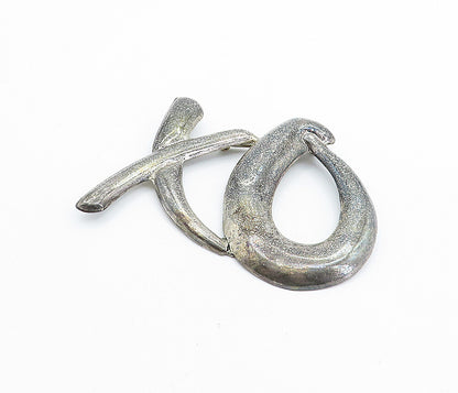MEXICO 925 Sterling Silver  Vintage Oxidized XO Hug & Kiss Brooch Pin  BP2643