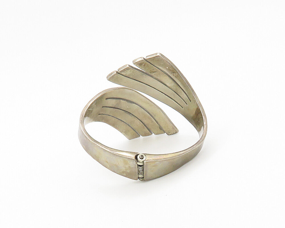 MEXICO 925 Sterling Silver  Vintage Modernist Bypass Cuff Bracelet  BT7295