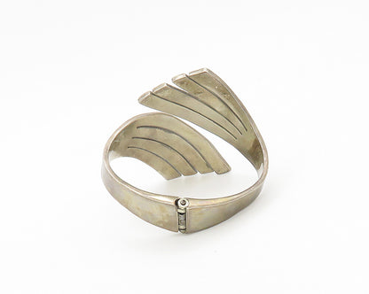 MEXICO 925 Sterling Silver  Vintage Modernist Bypass Cuff Bracelet  BT7295