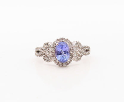 925 Sterling Silver Vintage Ring Swirly Carved Sapphire & CZ Inlay Sz 7  RG29979