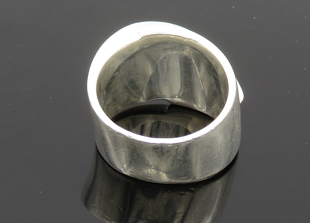 925 Sterling Silver Vintage Shiny Wrap Around Design Band Ring Sz 8 RG20028