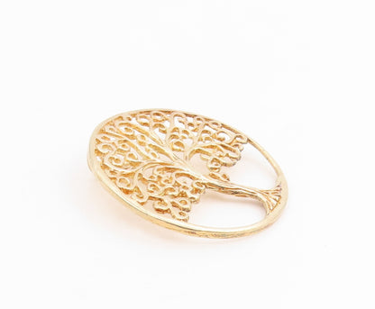 925 Sterling Silver Vintage Pendant Gold Plated Tree Of Life Medallion  PT25627