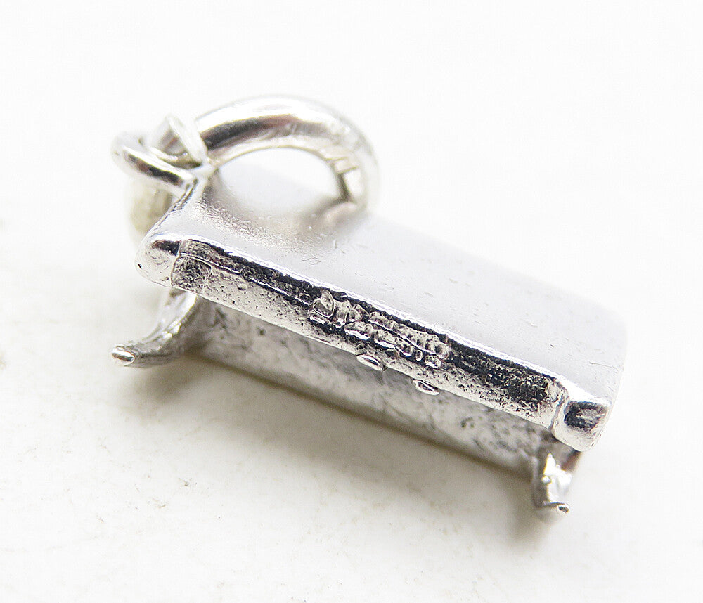 925 Sterling Silver  Vintage Shiny Petite Wall Piano Motif Pendant  PT6668