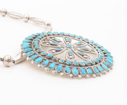 925 Sterling Silver Vintage Necklace VICTOR MOSES BEGAY NAVAJO Turquoise NE4486