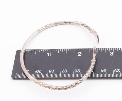 925 Sterling Silver Vintage Etched Diamond Shape Pattern Cuff Bracelet  BT9495