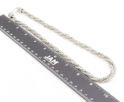 925 Sterling Silver Vintage Necklace Triple Rope Braided Design Chain   NE4620