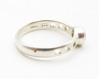 BOMA 925 Sterling Silver  Red Topaz Cutout Band Solitaire Ring Sz 8  RG12885