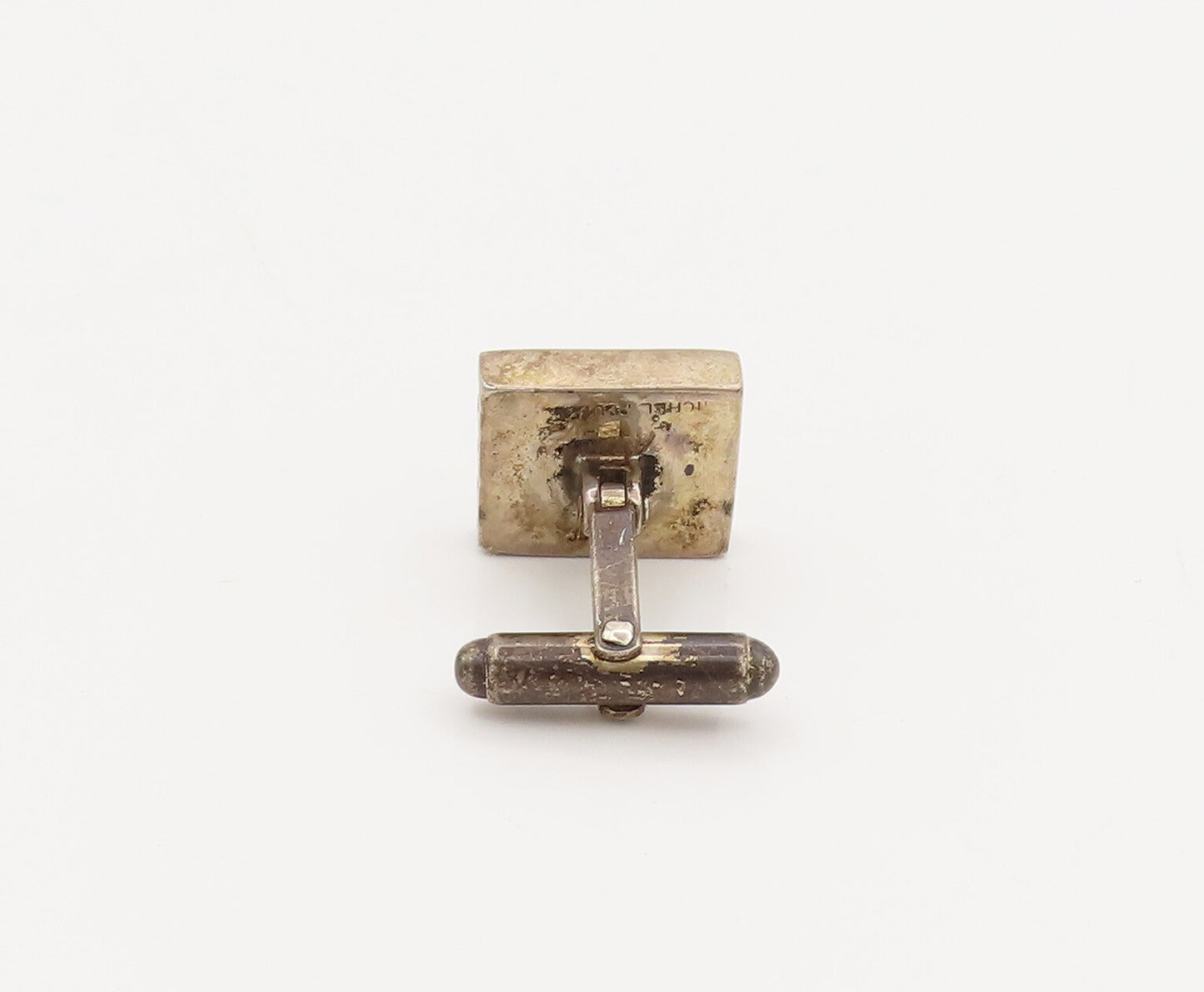 MICHEL PLUMA 925 Sterling Silver Vintage Brutalist Line Square Cuff Links TR3522