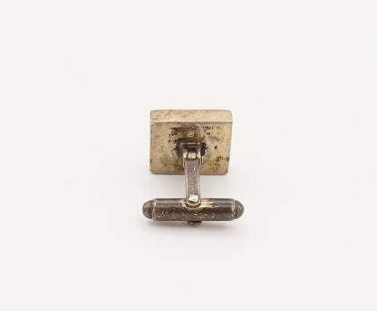 MICHEL PLUMA 925 Sterling Silver Vintage Brutalist Line Square Cuff Links TR3522