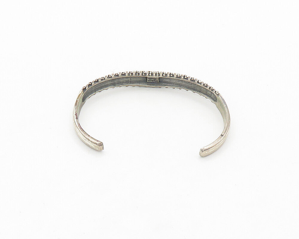 SILVER CLOUD 925 Sterling Silver  Vintage Shiny Etched Cuff Bracelet  BT7966