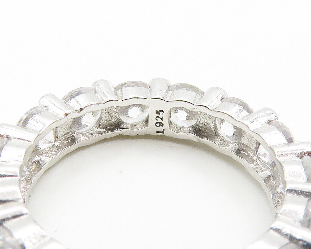 925 Sterling Silver   Vintage Cubic Zirconia Eternity Band Ring Sz 5  RG19444