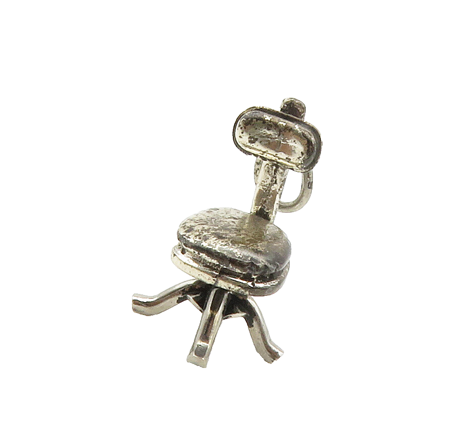 925 Sterling Silver  Vintage Petite Dark Tone Spinning Chair Pendant  PT11801