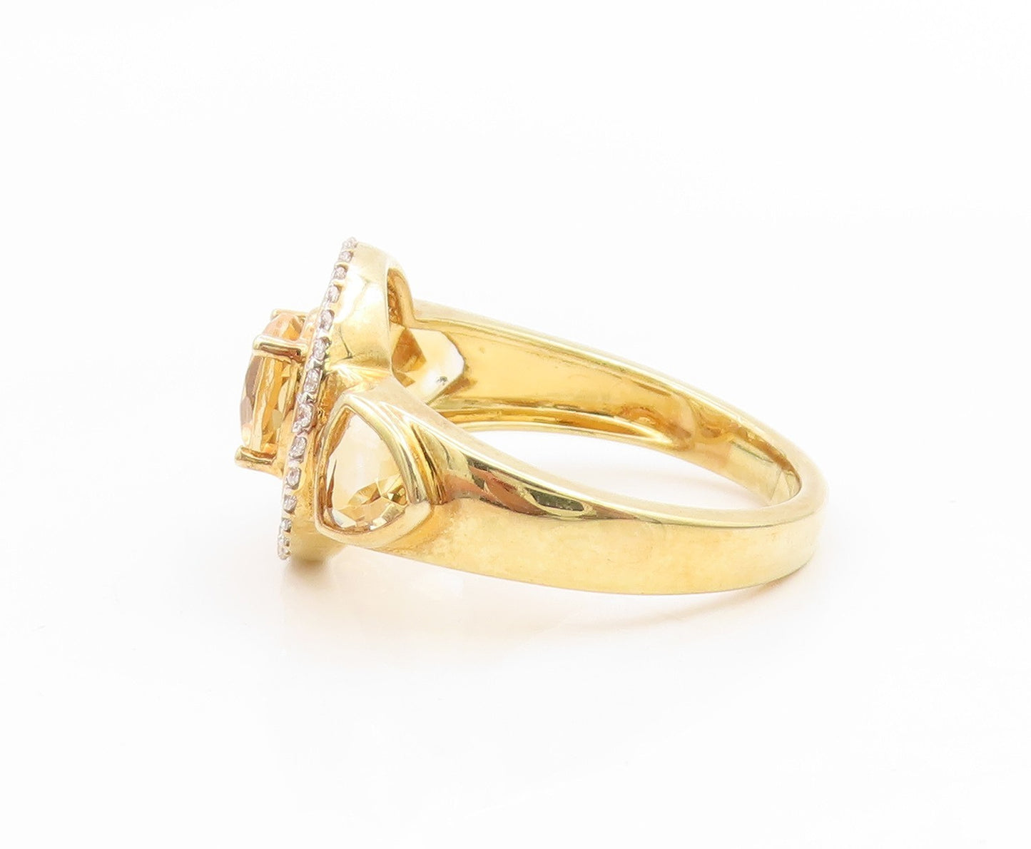 925 Sterling Silver Vintage Ring Gold Plated Citrine & Sapphire  Sz 7  RG34696