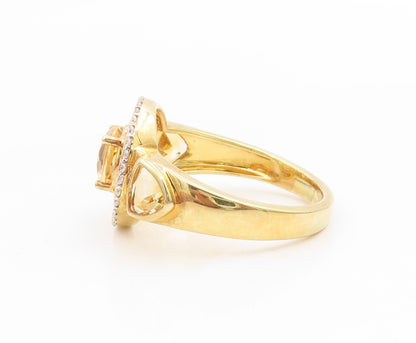 925 Sterling Silver Vintage Ring Gold Plated Citrine & Sapphire  Sz 7  RG34696