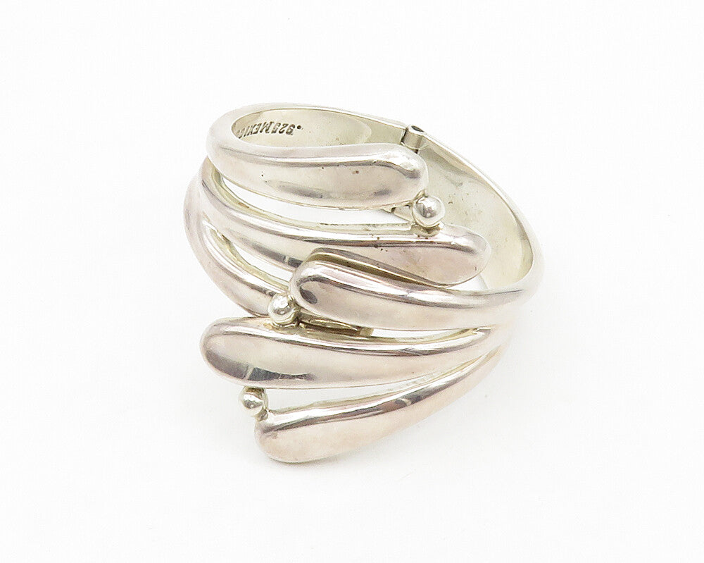 MEXICO 925 Sterling Silver  Vintage Modernist Bypass Cuff Bracelet  BT5173