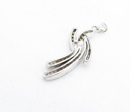 925 Sterling Silver Sparkling Cubic Zirconia Split Design Drop Pendant PT3998