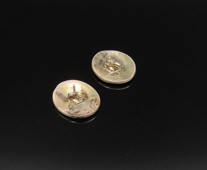 NAVAJO 925 Sterling Silver Vintage Carved Abstract Oval Stud Earrings EG12151