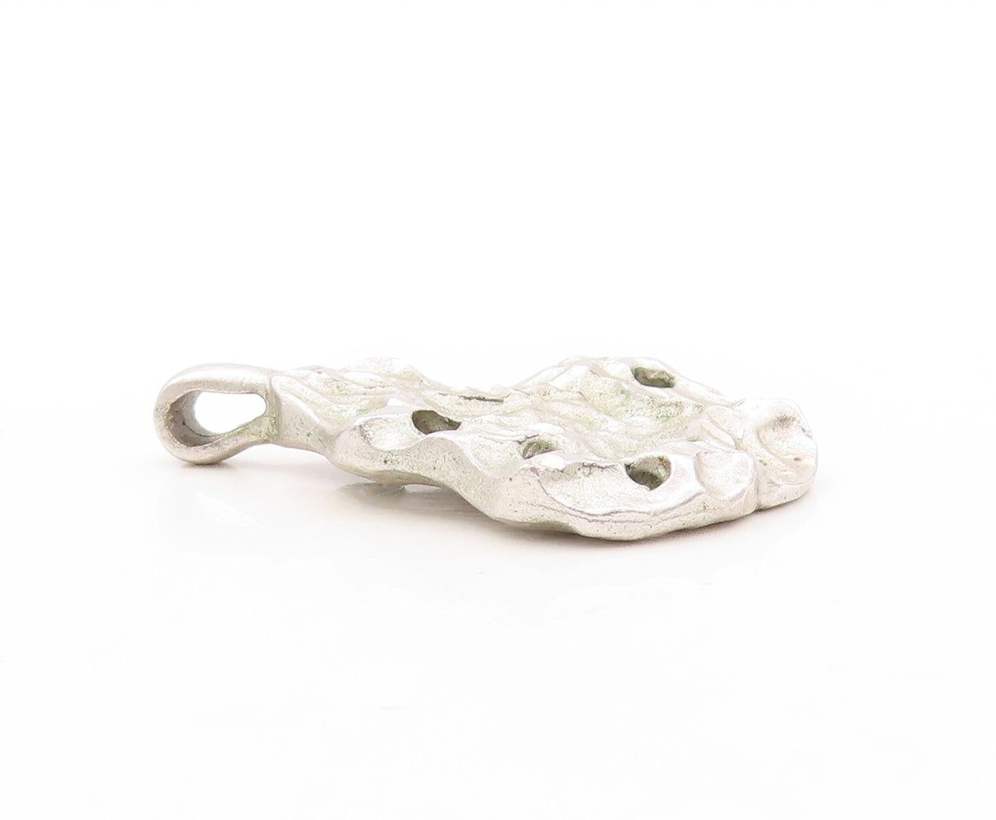925 Sterling Silver Vintage Pendant Designer Brutalist Carved  PT23629