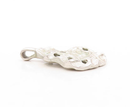 925 Sterling Silver Vintage Pendant Designer Brutalist Carved  PT23629