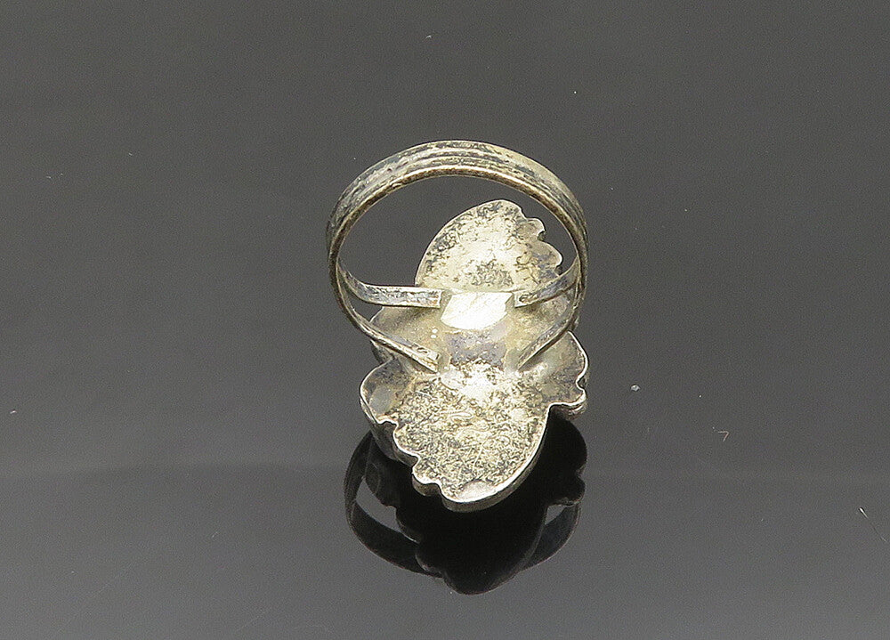 NAVAJO 925 Silver  Vintage Mother Of Pearl & Turquoise Ring Sz 6  RG20068