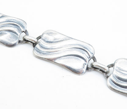 925 Sterling Silver  Vintage European Swirl Square Link Chain Bracelet BT2849