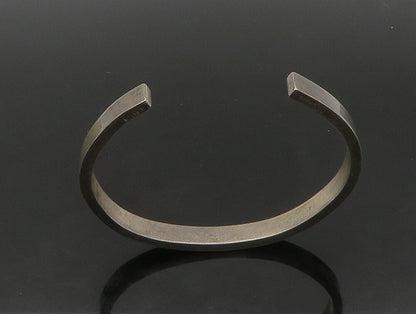 FITCH 925 Silver  Vintage Minimalist Dark Tone Smooth Cuff Bracelet  BT9255