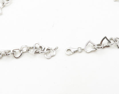 925 Sterling Silver  Shiny Polished Open Love Heart Chain Necklace  NE2960