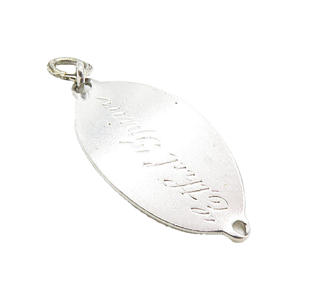 925 Sterling Silver  Vintage Petite Etched Name Pointed Oval Pendant  PT6806
