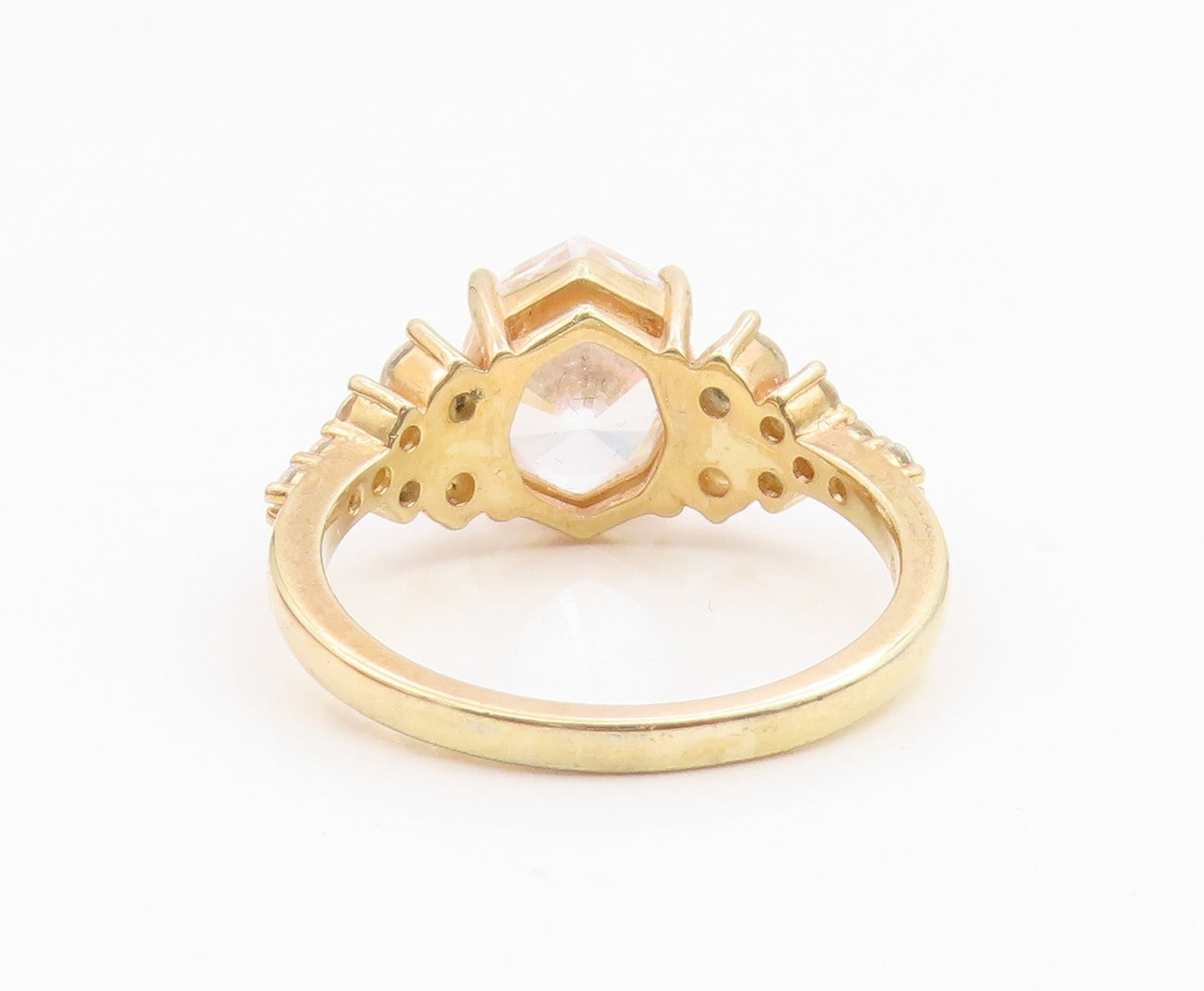 925 Sterling Silver Vintage Ring Gold Plated CZ Statement Band  Sz 8  RG34974