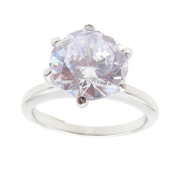 925 Sterling Silver  Sparkling Cubic Zirconia Solitaire Ring Sz 7  RG19131